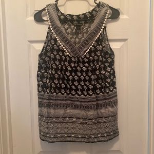 New Directions Black/White Tank Blouse Size L